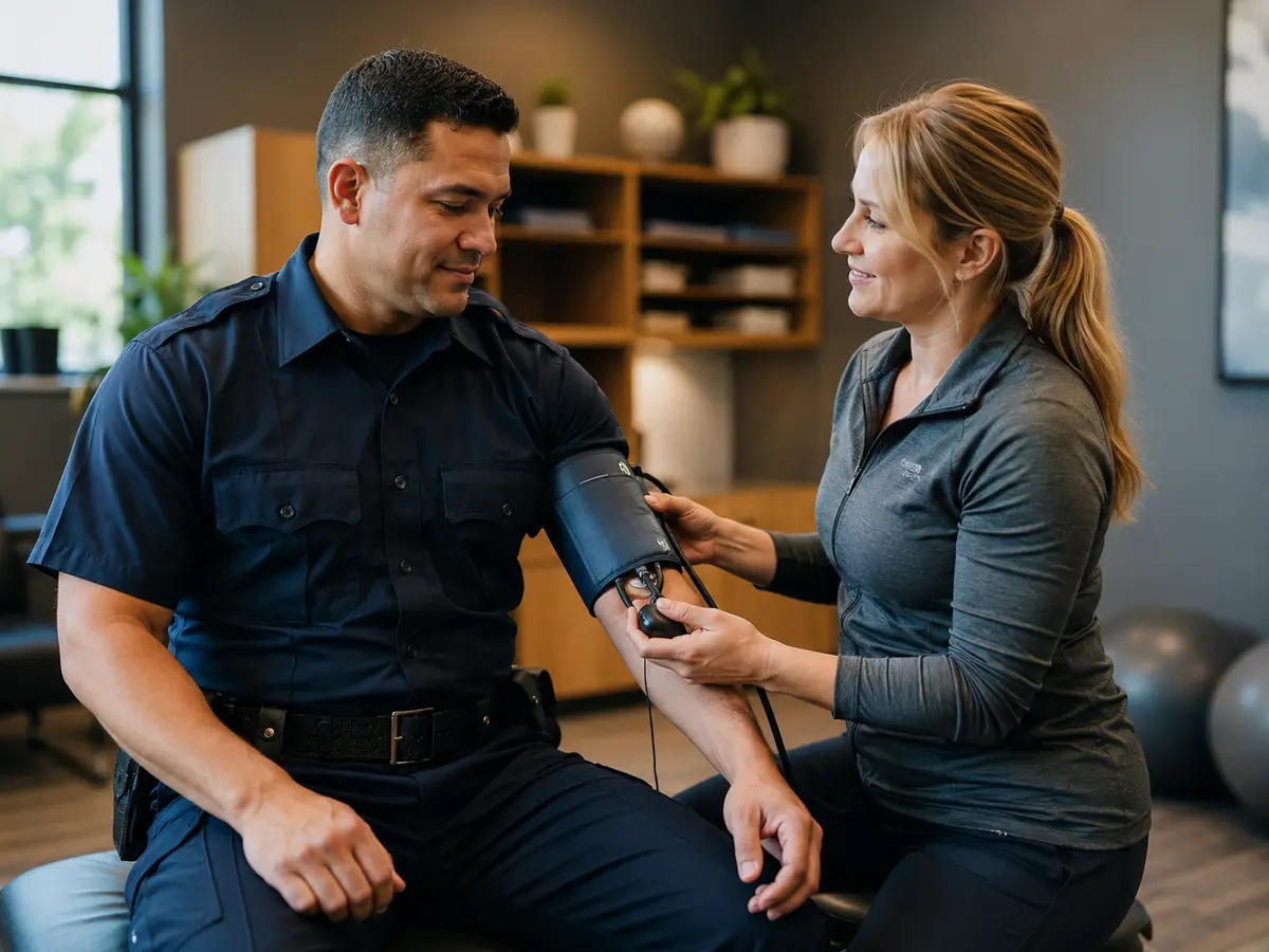 First responder receiving a private wellness check